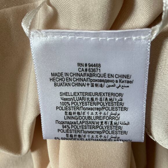 BCBGMAXAZRIA Satin Backless High Low Sleeveless Shift Cocktail Dress Gold Size 6 - Picture 11 of 13